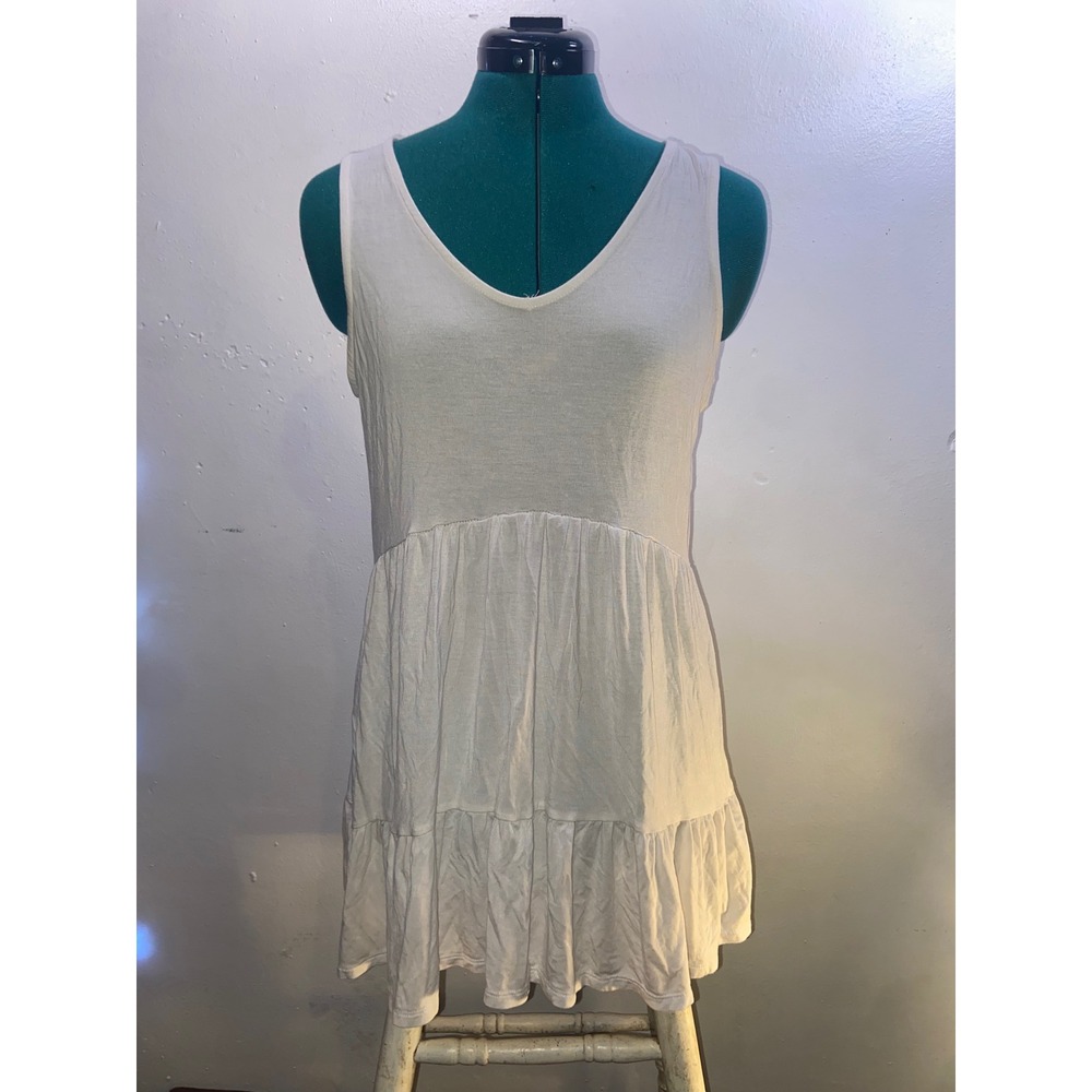 A New Day Coastal Cottagecore Beach Boho Sleeveless V-Neck Tiered Hi-Low Dress